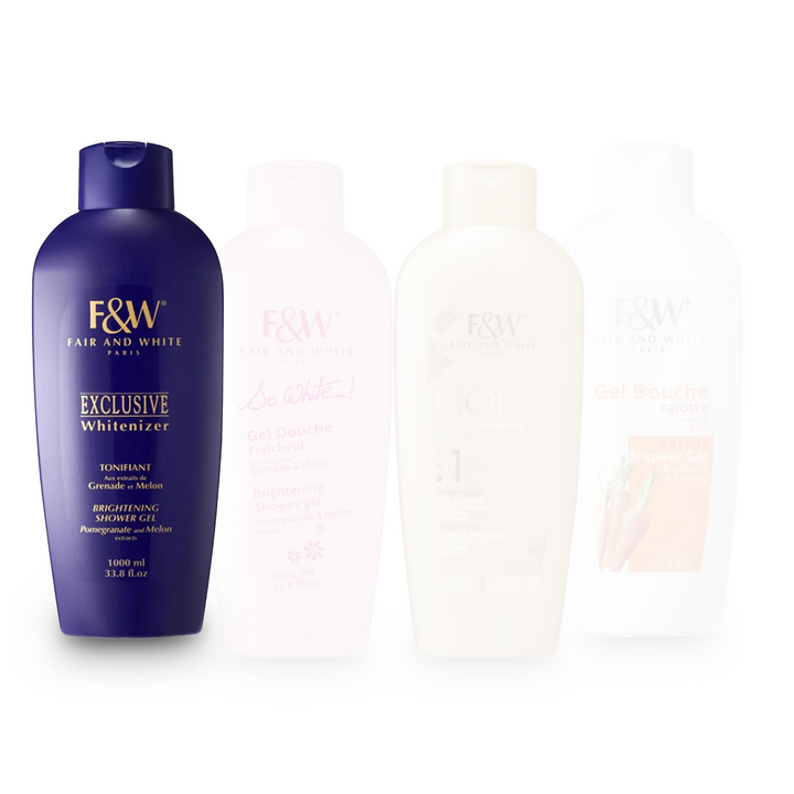 Fair & White Paris Radiant Shower Gel Bundle - Brightening & Nourishing Gel Collection (4 x 1000 ml)