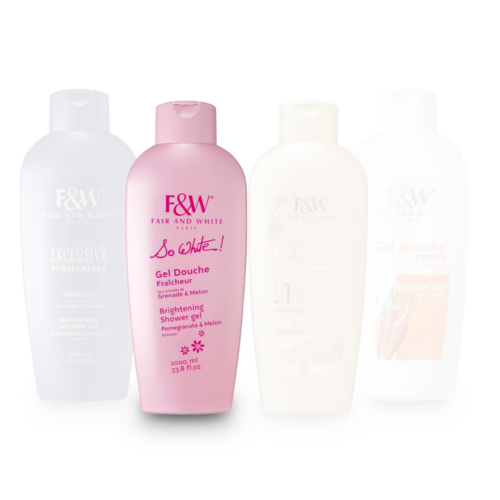 Fair & White Paris Radiant Shower Gel Bundle - Brightening & Nourishing Gel Collection (4 x 1000 ml)