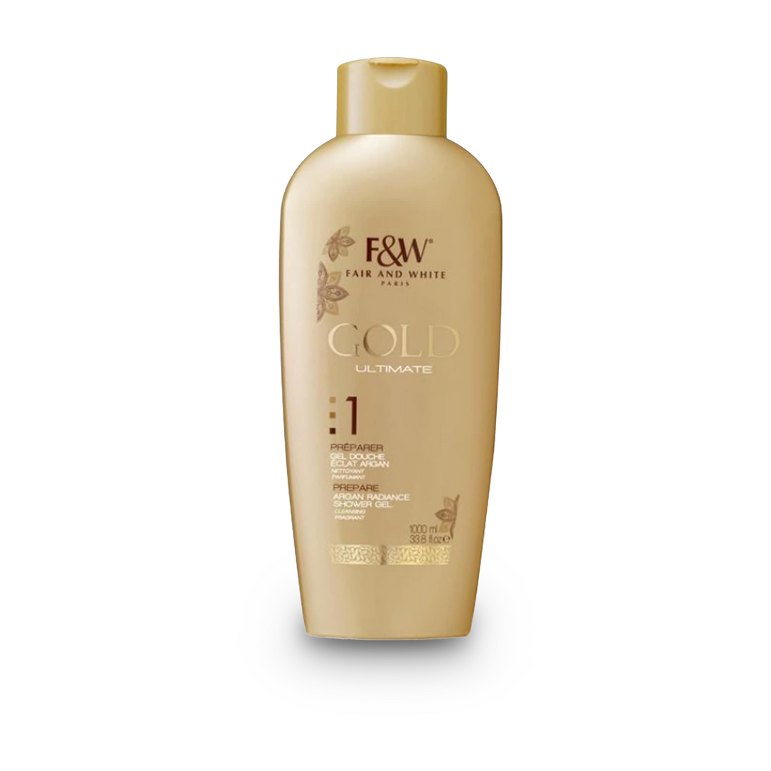 Fair & White Paris Gold Argan Radiance Shower Gel - Brightening & Nourishing Body Wash (1000 ml)