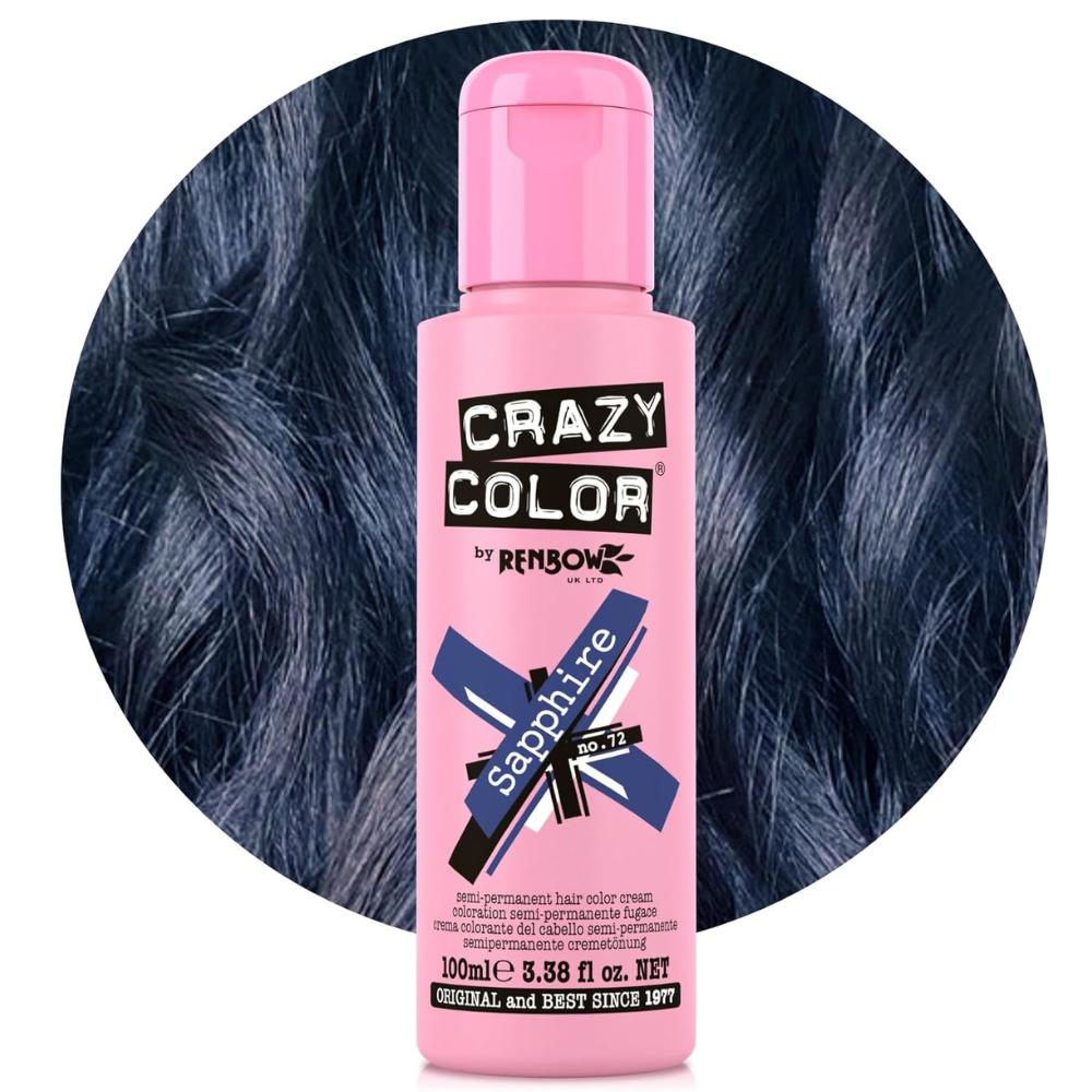 Crazy Color Semi-Permanent Hair Dye 100ml - 40 Vibrant Shades | Vegan, Cruelty-Free Bright Hair Color Cream | Sabina London
