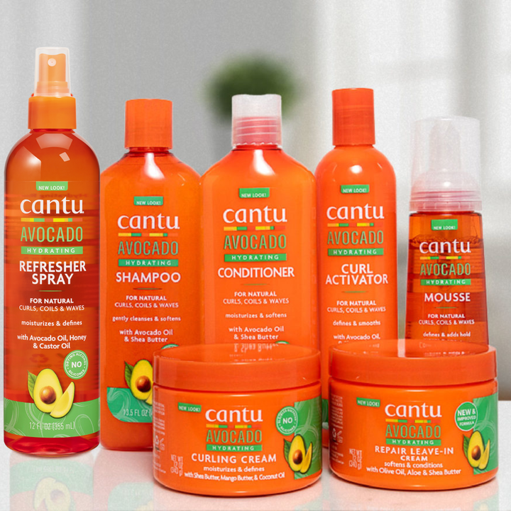 Cantu Avocado Hydrating Complete Care Bundle – Shampoo, Conditioner, Styling & Repair Set (7-Piece Collection)