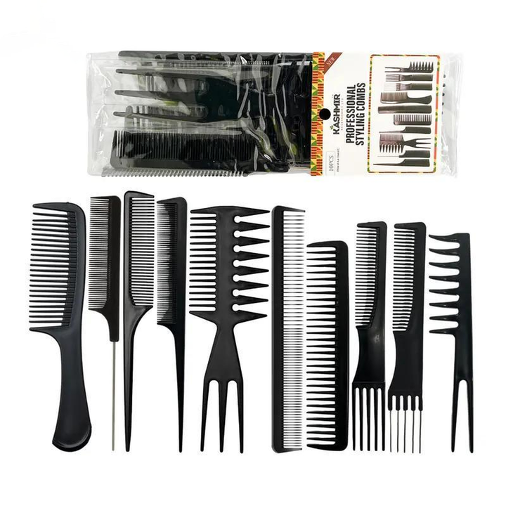 Beauty Ambition - Professional 10-Piece Hair Styling Comb Set for All Hair Types