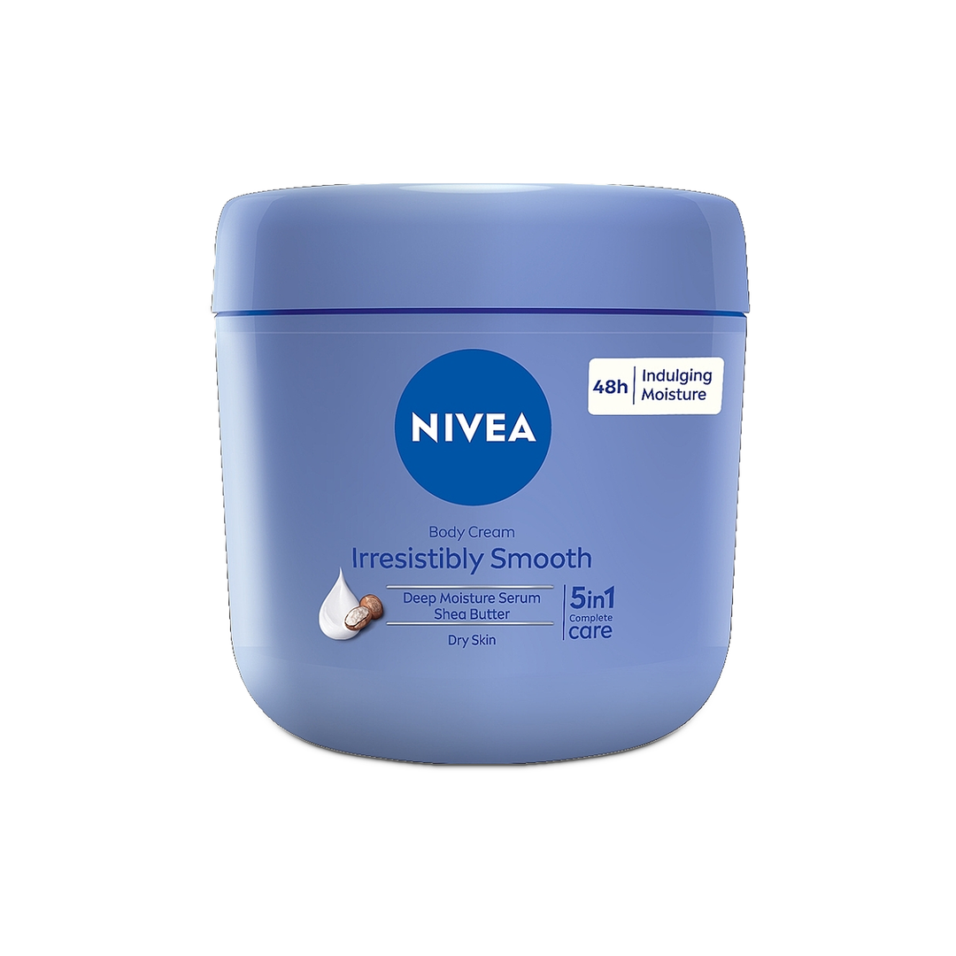 NIVEA Irresistibly Smooth - 72h Moisture Body Lotion & Cream with Shea Butter for Dry Skin