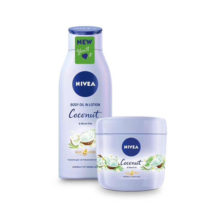 NIVEA Oil in Lotion & Cream - Coconut & Monoi Oil for 24h Deep Moisture (400 ml)