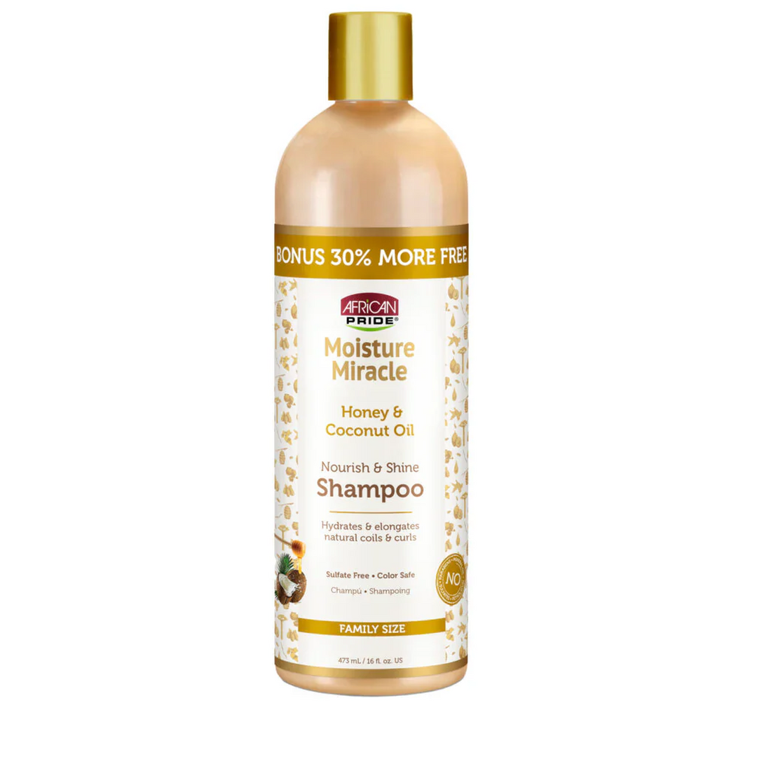 African Pride Moisture Miracle - Honey & Coconut Oil Nourish & Shine Shampoo (473 ml)