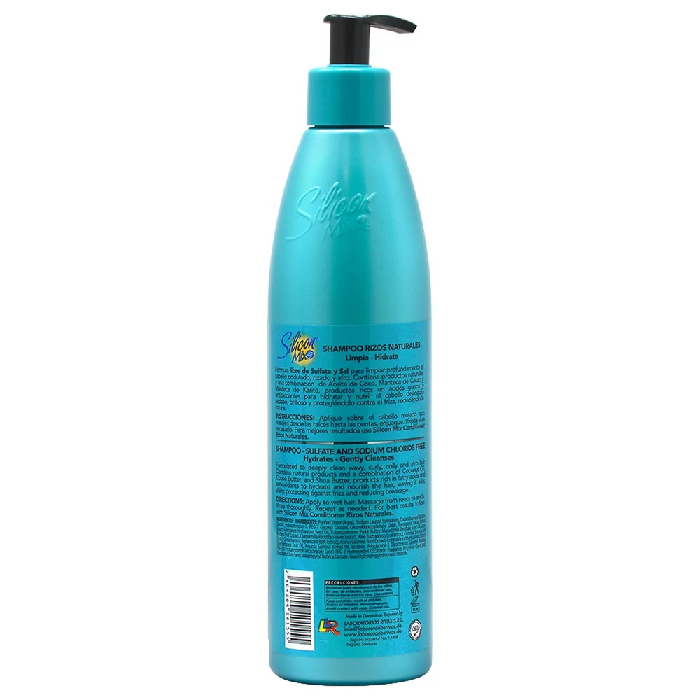 Silicon Mix Rizos Naturals - Sulfate-Free Natural Hair Shampoo - with Coconut Oil, Cocoa & Shea Butter - Hydrates & Gently Cleanses (473 ml)