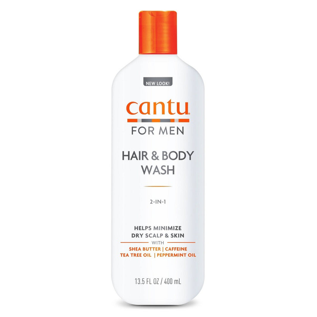 Cantu Men 2-in-1 Hair & Body Wash with Shea Butter, Tea Tree Oil & Caffeine for Curly, Wavy & Coily Hair (399 ml)