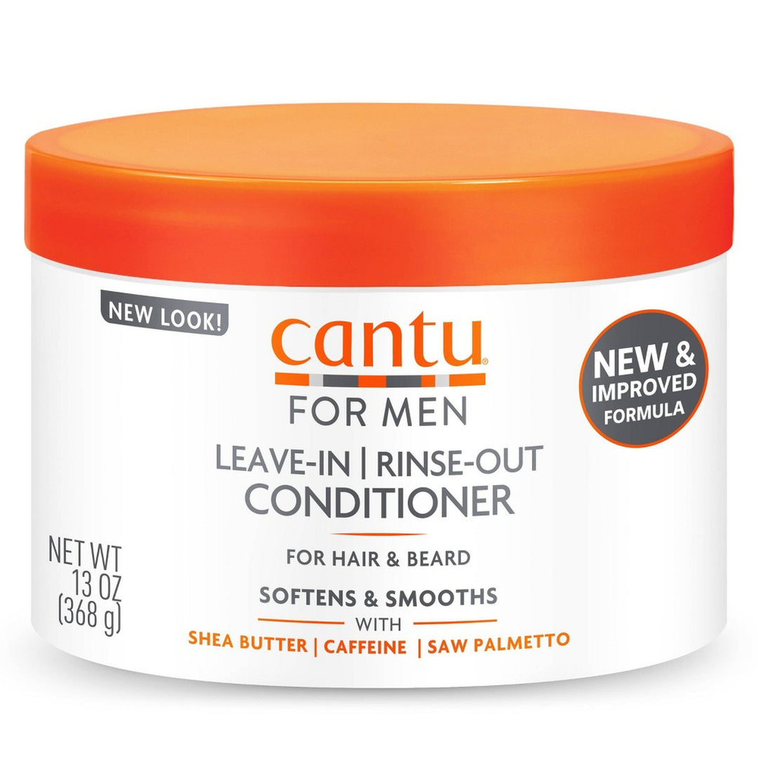 Cantu Men Leave-In or Rinse-Out Conditioner with Shea Butter, Caffeine & Hemp Seed Oil for Hair & Beard (384 ml)