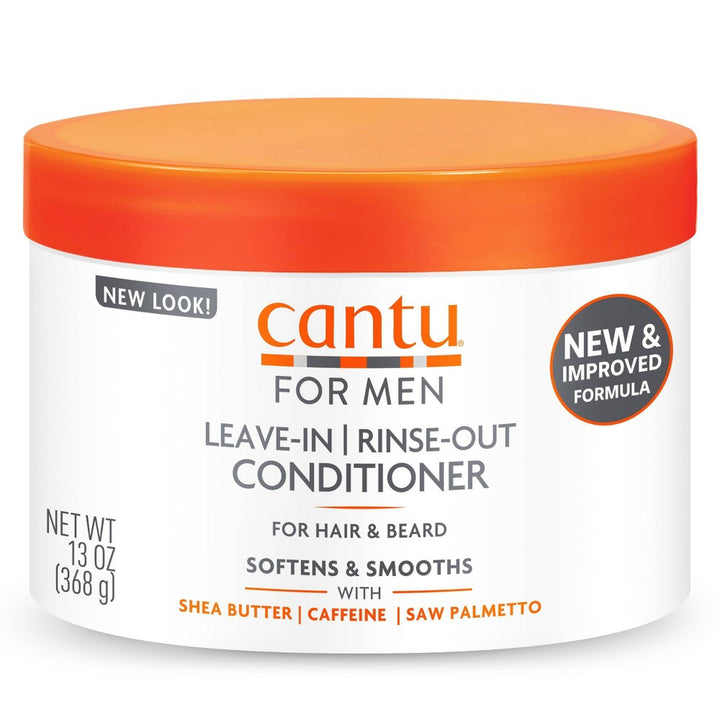 Cantu Men Leave-In or Rinse-Out Conditioner with Shea Butter, Caffeine & Hemp Seed Oil for Hair & Beard (384 ml)