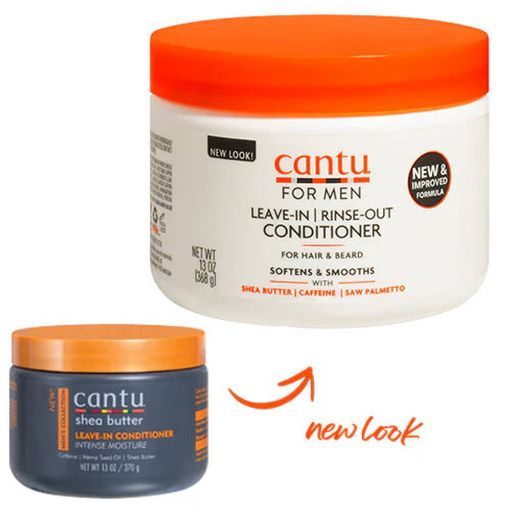 Cantu Men Leave-In or Rinse-Out Conditioner with Shea Butter, Caffeine & Hemp Seed Oil for Hair & Beard (384 ml)