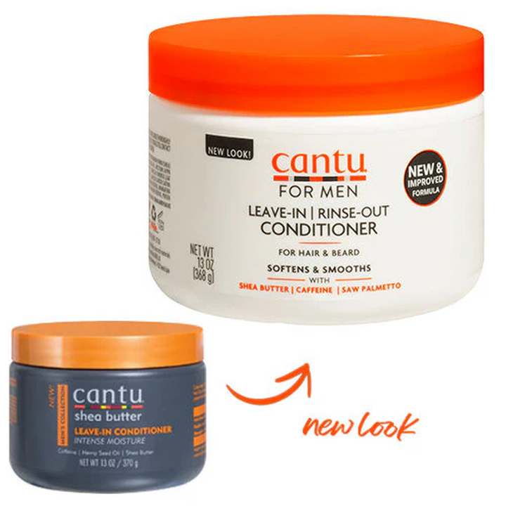 Cantu Men Leave-In or Rinse-Out Conditioner with Shea Butter, Caffeine & Hemp Seed Oil for Hair & Beard (384 ml)