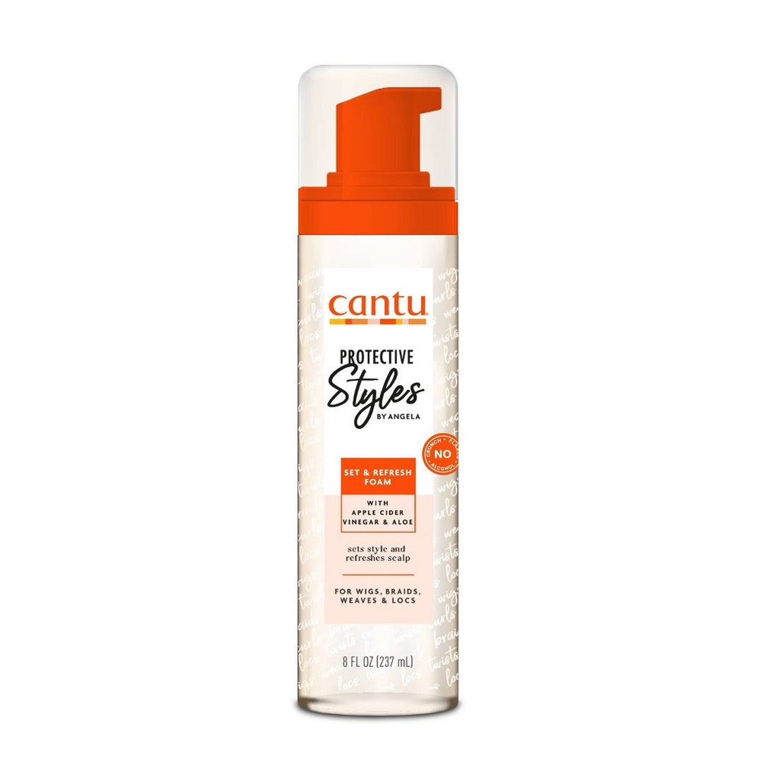 Cantu Protective Styles by Angela Set & Refresh Foam with Apple Cider Vinegar & Aloe for Braids, Wigs & Locs (237 ml)