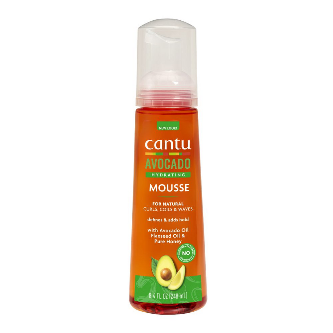 Cantu Avocado Sulfate-Free Hydrating Styling Mousse with Flaxseed & Vitamin E for Defined Curls (248 ml)