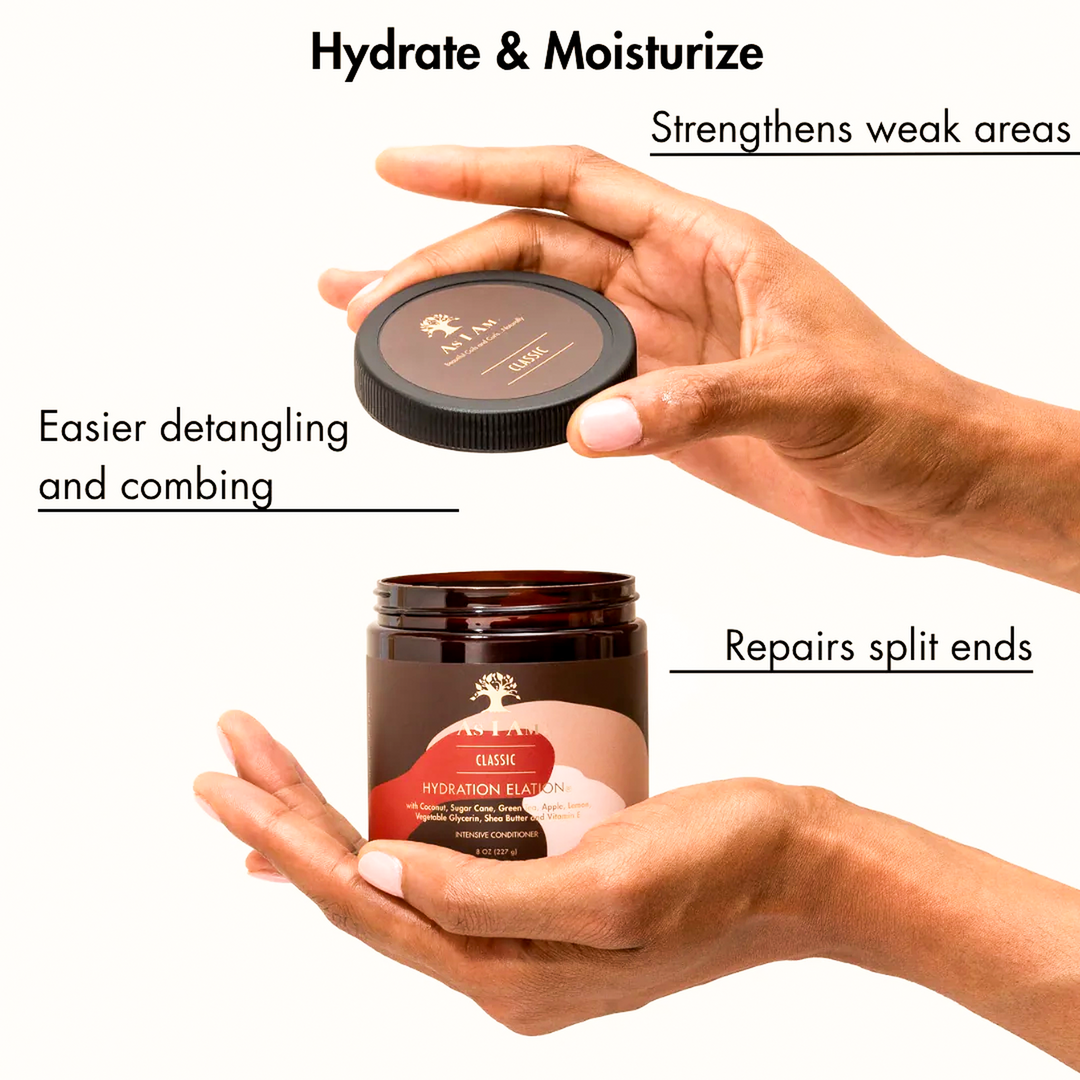 As I Am Classic Hydration Elation Deep Conditioner - Moisturising Treatment for Dry, Brittle & Damaged Hair (237 g) 