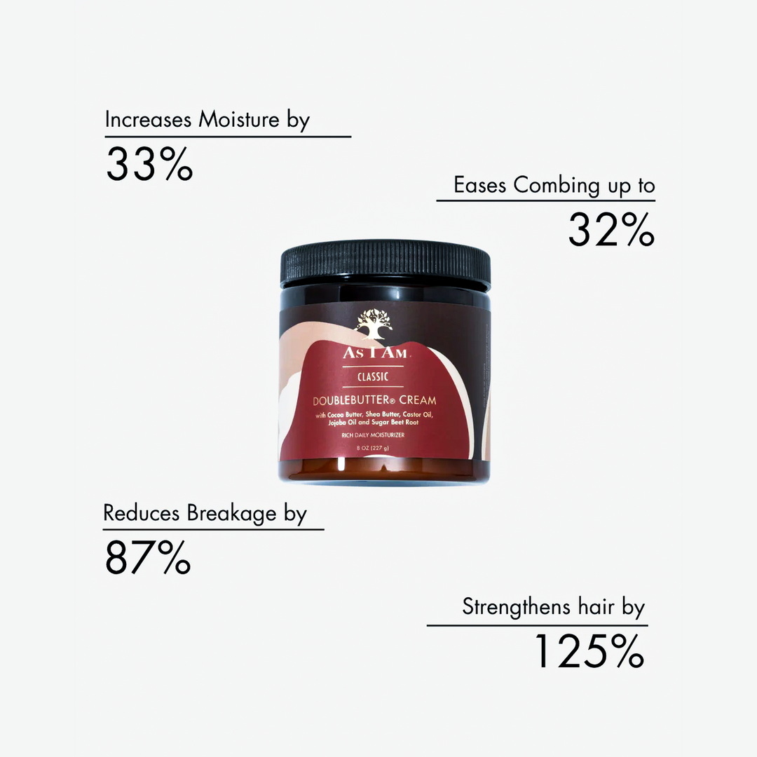 As I Am Classic Coconut Double Butter Cream - Moisturising Treatment for Curly & Coily Hair (237 g) 