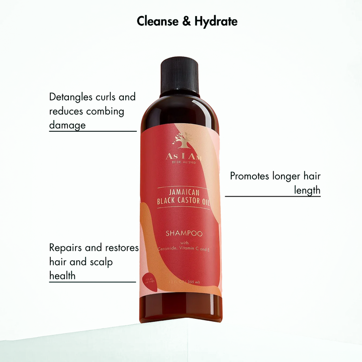 As I Am Jamaican Black Castor Oil Restore & Repair Shampoo - Gentle Daily Cleanser for Scalp Renewal (355 ml) 