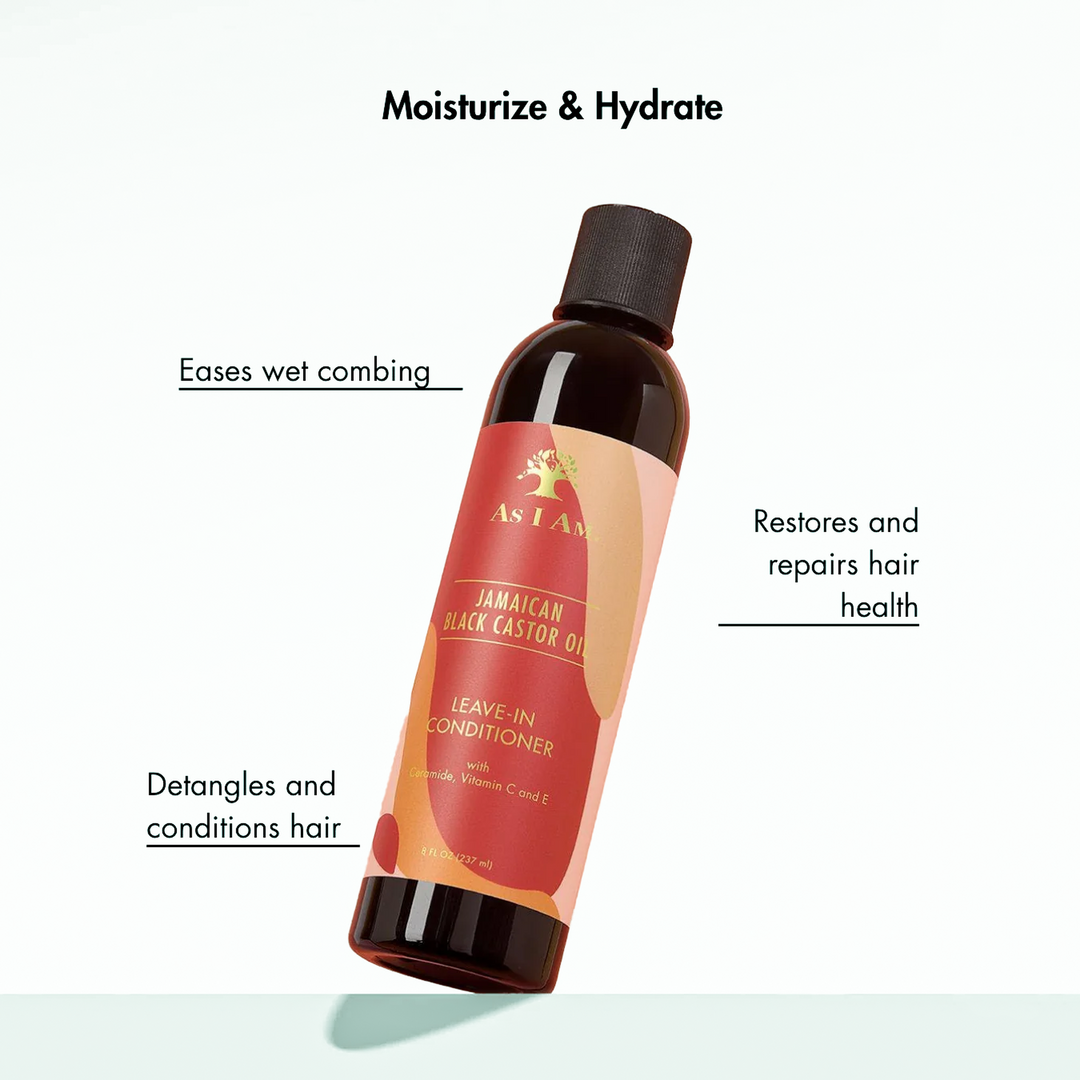 As I Am Jamaican Black Castor Oil Leave-In Conditioner with Honey & Almond - Deeply Moisturising & Detangling (237 ml) 