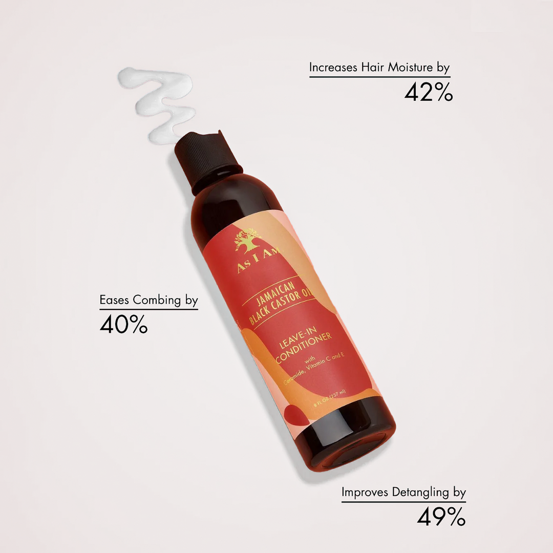 As I Am Jamaican Black Castor Oil Leave-In Conditioner with Honey & Almond - Deeply Moisturising & Detangling (237 ml) 