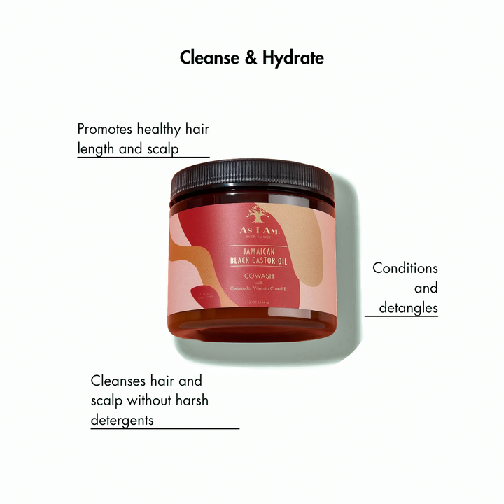 As I Am Jamaican Black Castor Oil Cowash - Restorative Nano-Ceramide Cleansing Conditioner (454 g) 