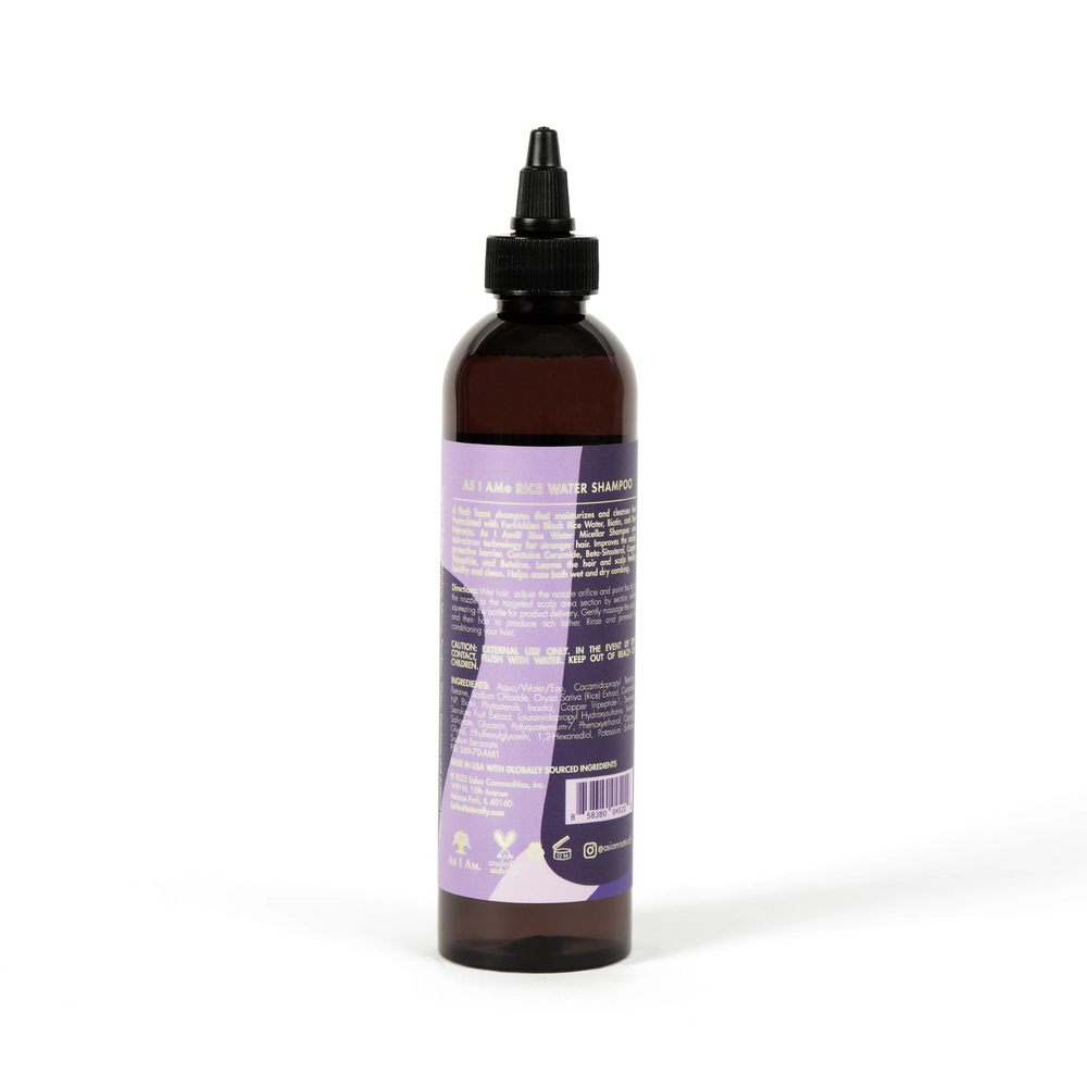As I Am Rice Water Micellar Shampoo - Nourishing Cleanser with Forbidden Black Rice, Biotin & Saw Palmetto (237 ml) 