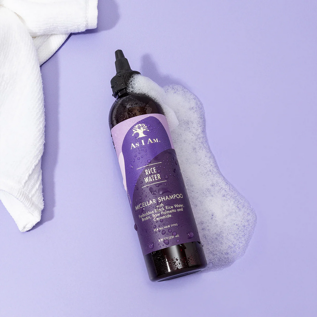 As I Am Rice Water Micellar Shampoo - Nourishing Cleanser with Forbidden Black Rice, Biotin & Saw Palmetto (237 ml) 