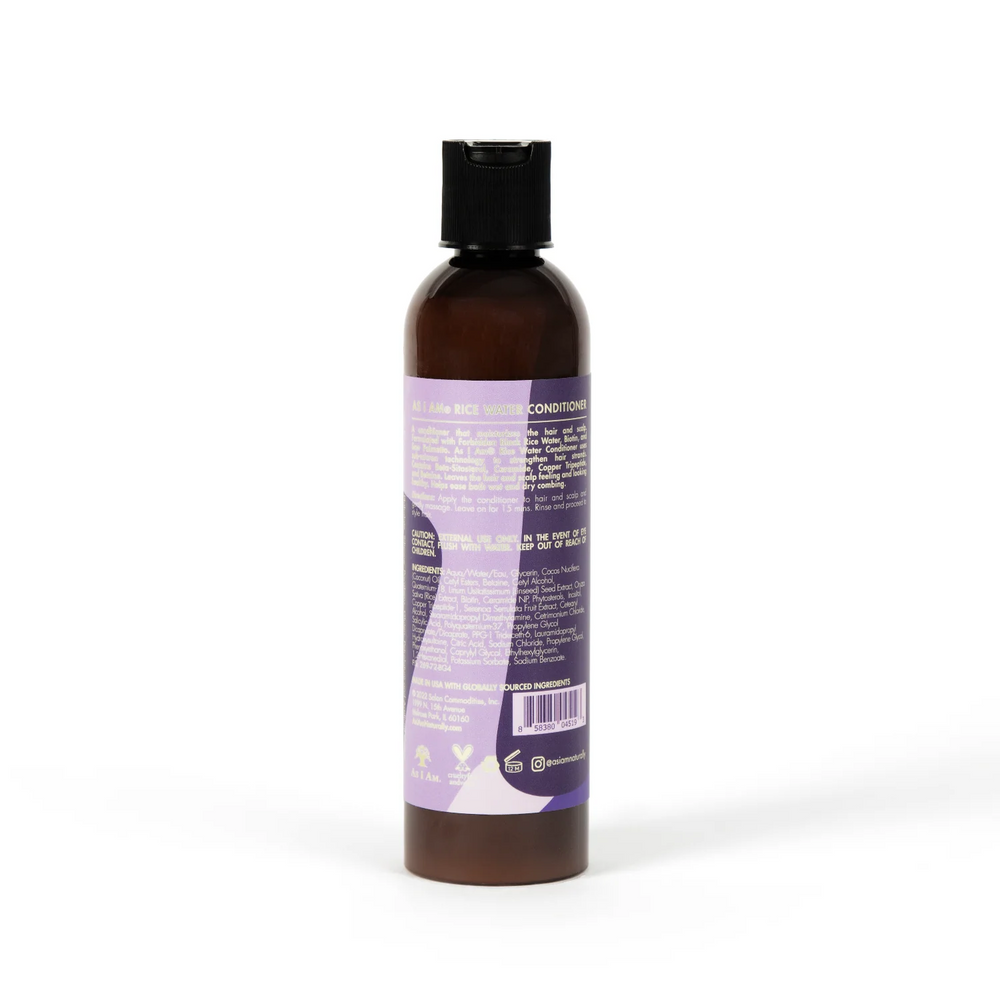 As I Am Rice Water Conditioner - Strengthening & Moisturizing with Forbidden Black Rice Water, Biotin & Ceramide (237 ml) 