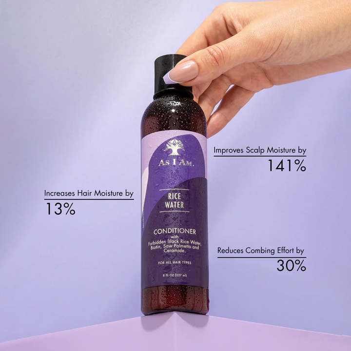As I Am Rice Water Conditioner - Strengthening & Moisturizing with Forbidden Black Rice Water, Biotin & Ceramide (237 ml) 