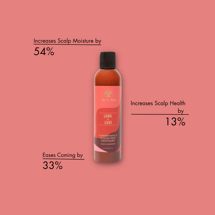 As I Am Long & Luxe GroYogurt Leave-In Conditioner with Pomegranate & Passion Fruit (237 ml) 