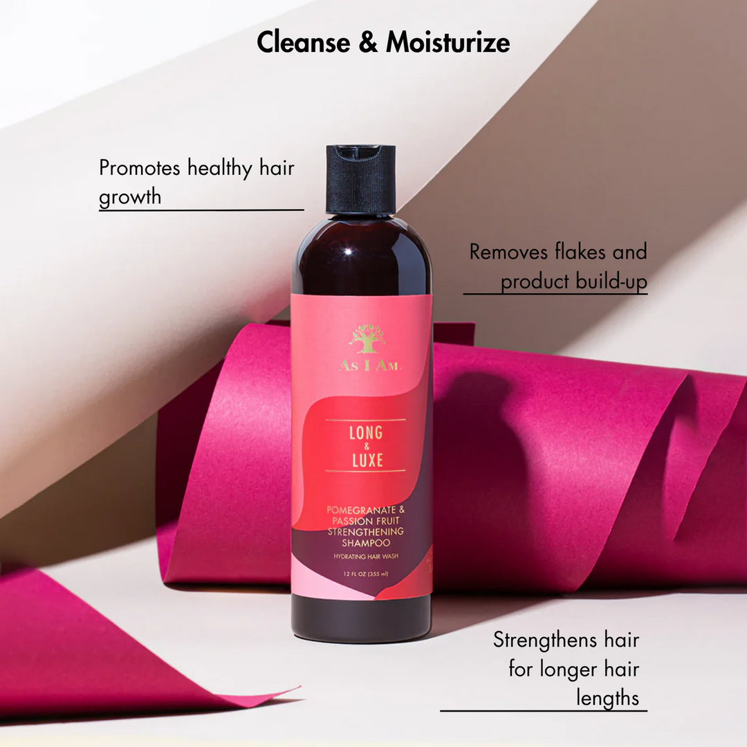 As I Am Long & Luxe Strengthening Shampoo with Pomegranate & Passion Fruit (355 ml) 