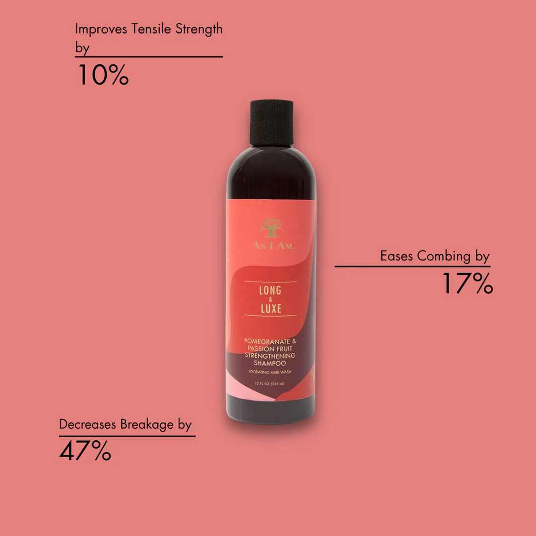 As I Am Long & Luxe Strengthening Shampoo with Pomegranate & Passion Fruit (355 ml) 