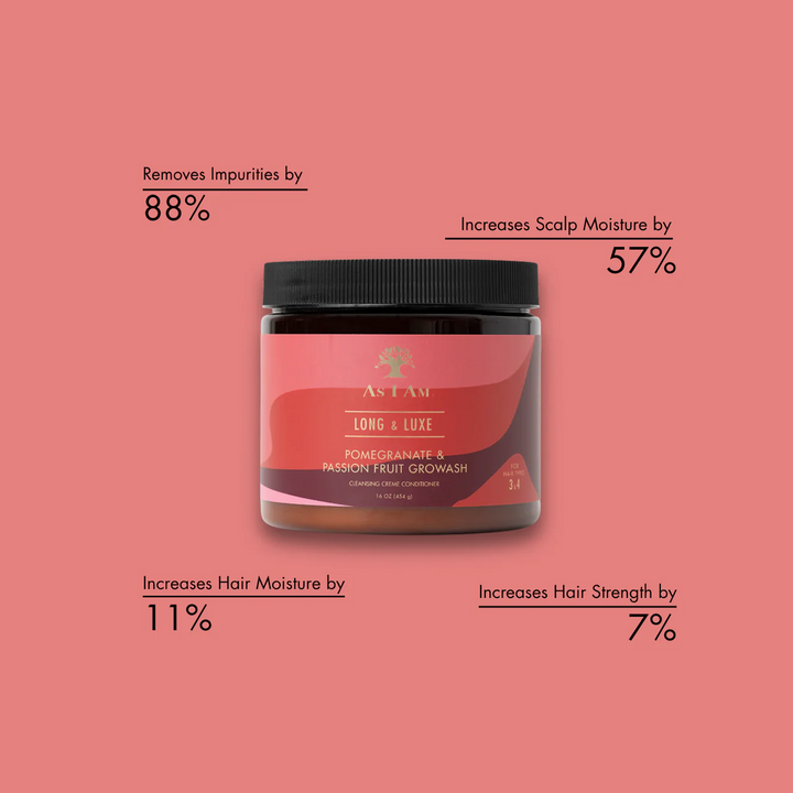 As I Am Long & Luxe Growash Cleansing Creme Conditioner with Pomegranate & Passion Fruit (454 g) 
