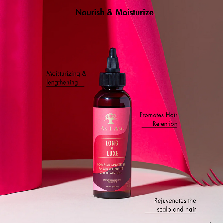 As I Am Long & Luxe Pomegranate & Passion Fruit GroHair Oil Strengthening Treatment (120 ml) 