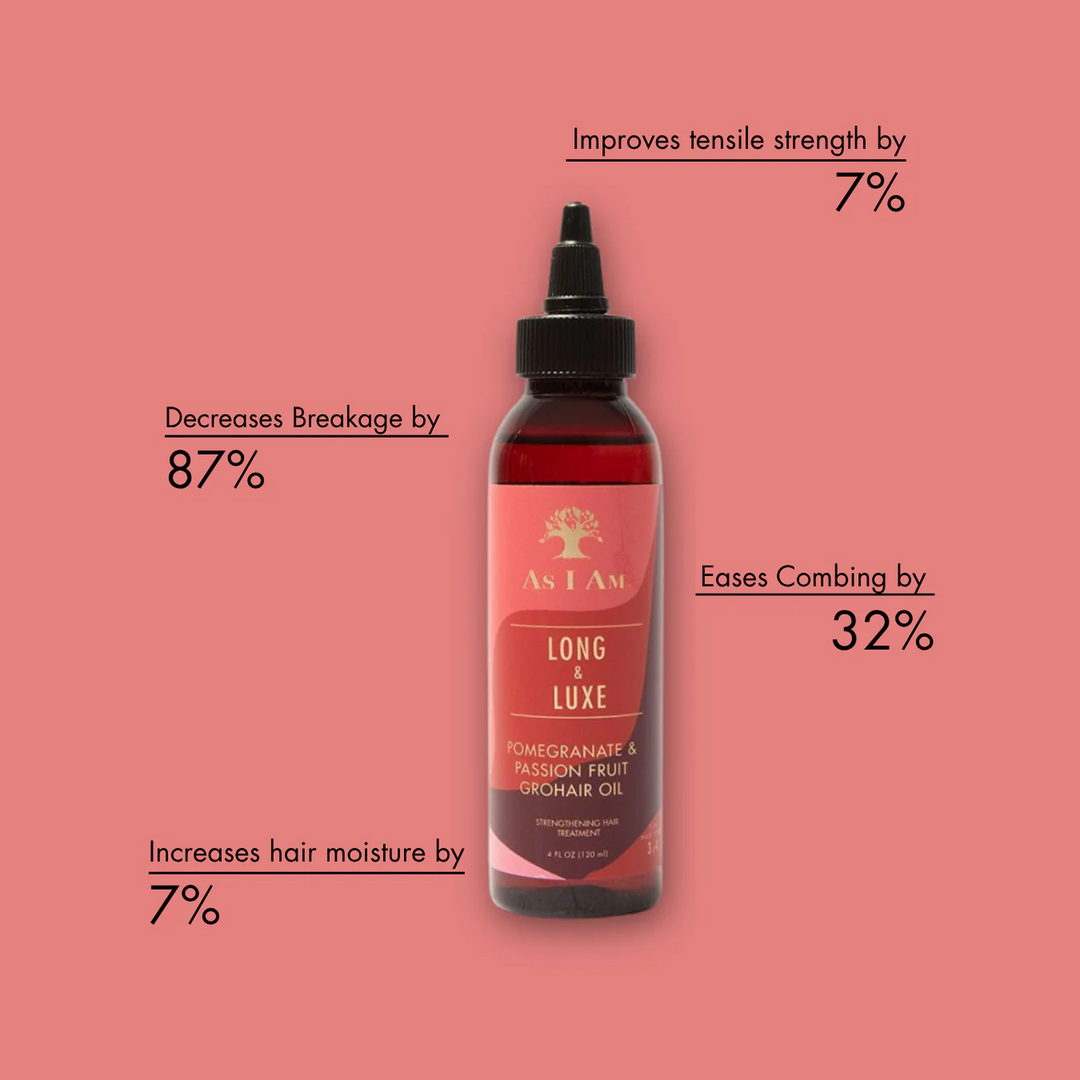 As I Am Long & Luxe Pomegranate & Passion Fruit GroHair Oil Strengthening Treatment (120 ml) 