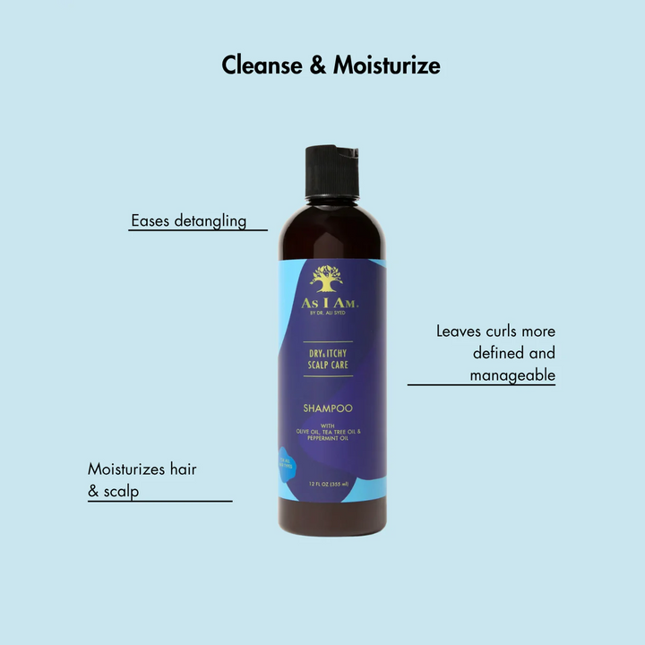 As I Am Dry & Itchy Scalp Care - Soothing Shampoo with Olive, Tea Tree & Peppermint Oils (355 ml) 