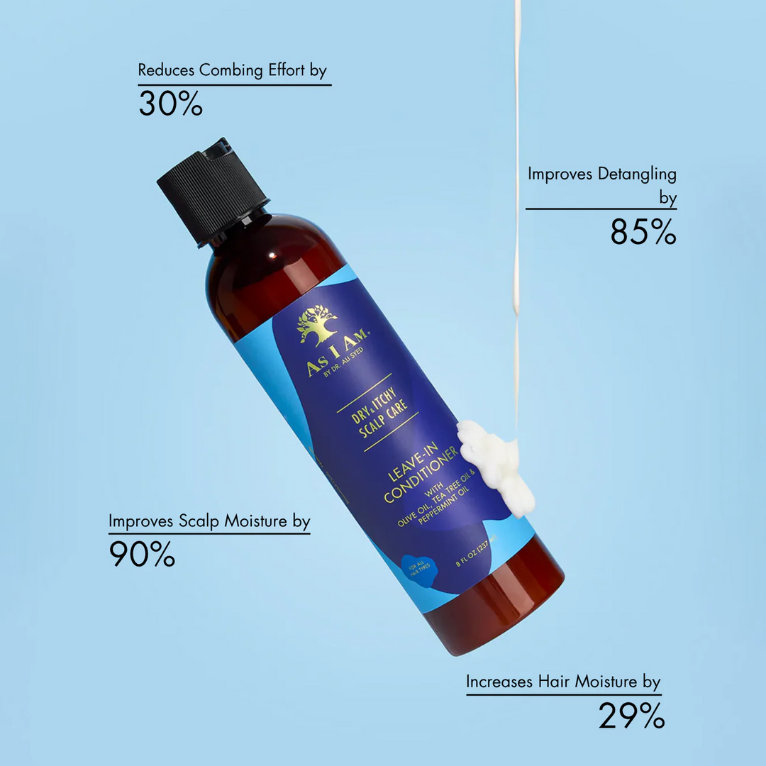 As I Am Dry & Itchy Scalp Care Leave-In Conditioner - Soothing Olive, Tea Tree & Peppermint, Hydrates & Detangles (237 ml) 