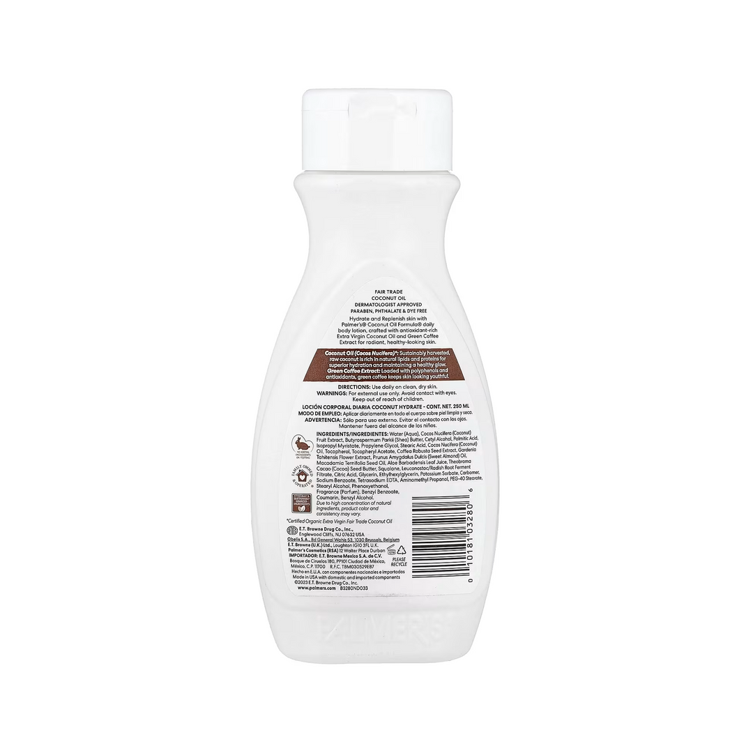 Palmer's Coconut Oil Formula Coconut Hydrating Daily Body Lotion - Sustainably Enriched with Coconut Oil & Green Coffee, deeply replenishing skin