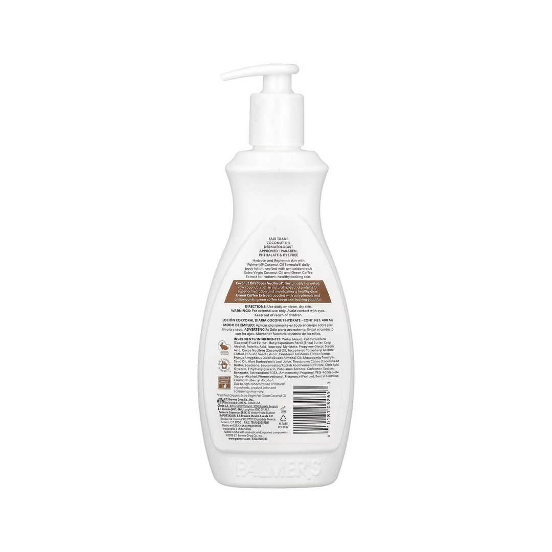 Palmer's Coconut Oil Formula Coconut Hydrating Daily Body Lotion - Sustainably Enriched with Coconut Oil & Green Coffee, deeply replenishing skin