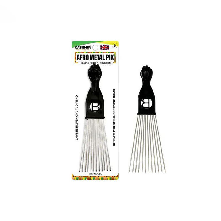 Kashmir Accessories - Professional Afro Metal Styling Pick for Curly & Textured Hair
