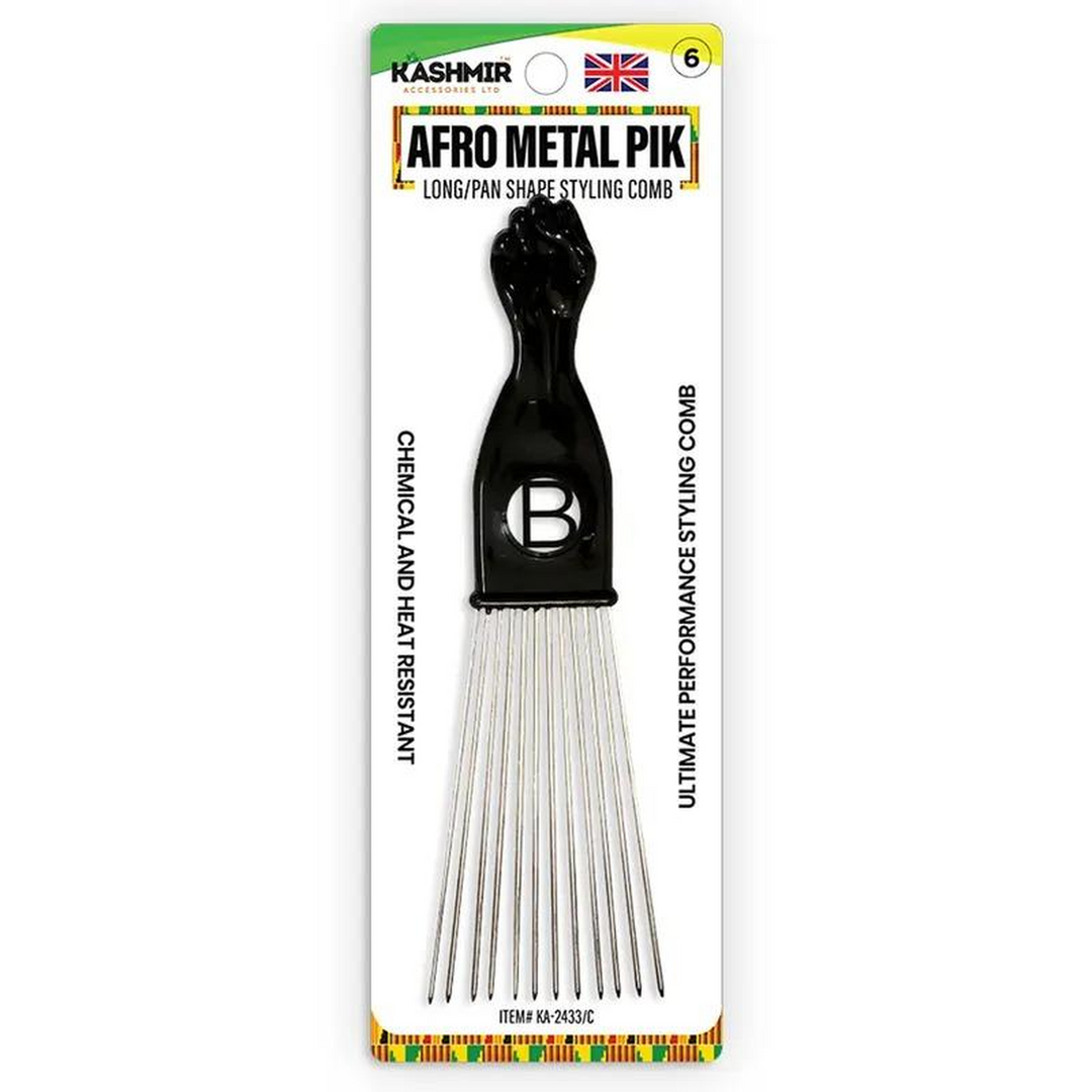 Kashmir Accessories - Professional Afro Metal Styling Pick for Curly & Textured Hair