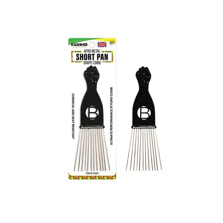 Kashmir Accessories - Short Afro Metal Styling Pick for Textured Hair