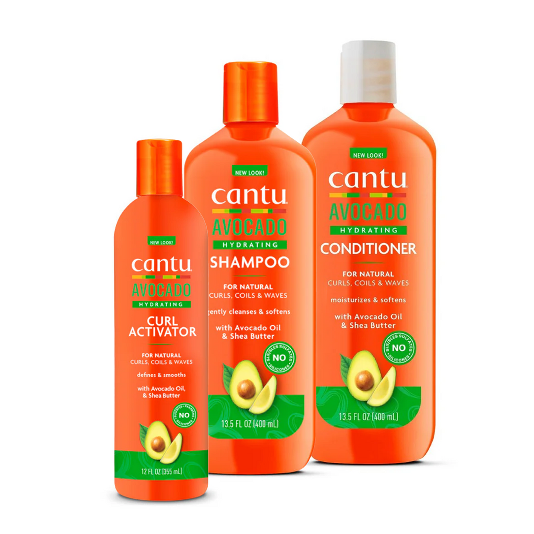 Cantu Avocado Hydrating Complete Care Bundle – Shampoo, Conditioner, Styling & Repair Set (7-Piece Collection)