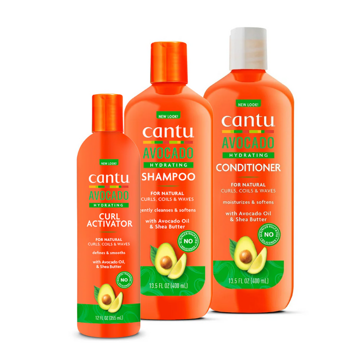 Cantu Avocado Hydrating Complete Care Bundle – Shampoo, Conditioner, Styling & Repair Set (7-Piece Collection)