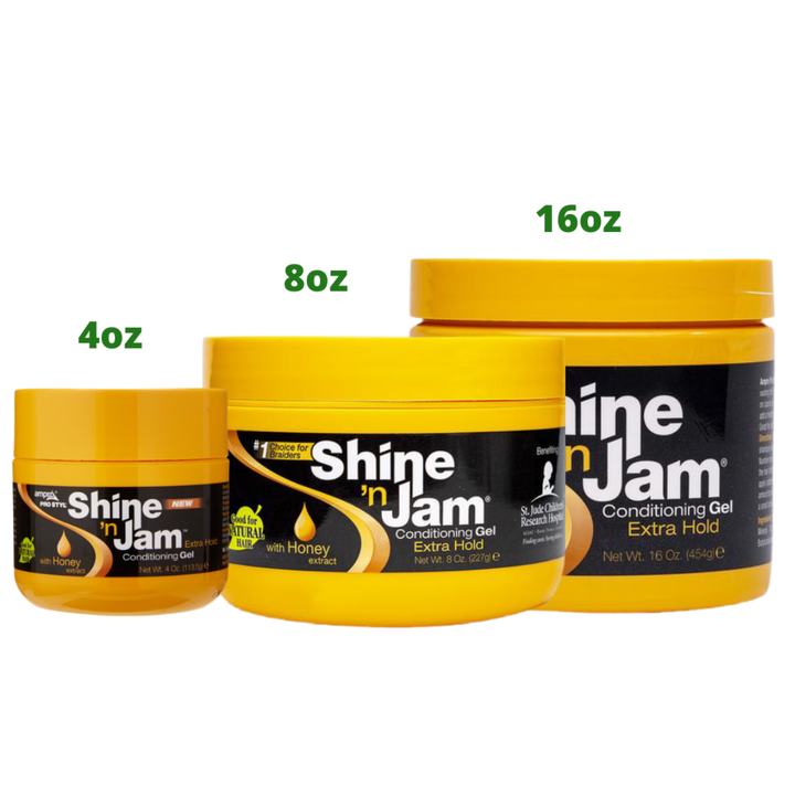 Ampro Shine 'n Jam Conditioning Gel Extra Hold with Honey Extract – For Braiding & Natural Hair