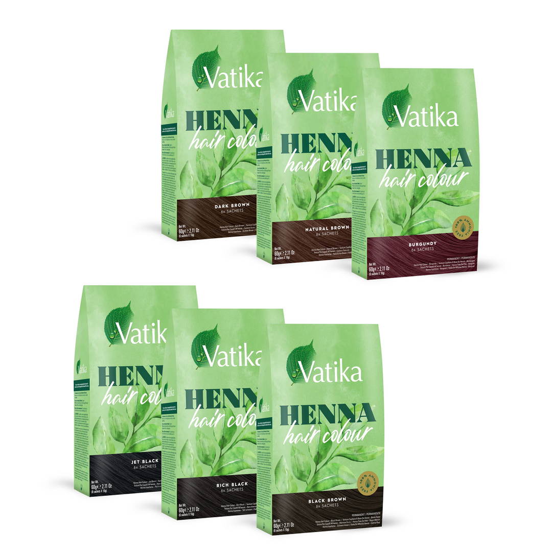 Vatika Naturals Henna Hair Colour – Ammonia Free Permanent Dye (x6 Sachets)