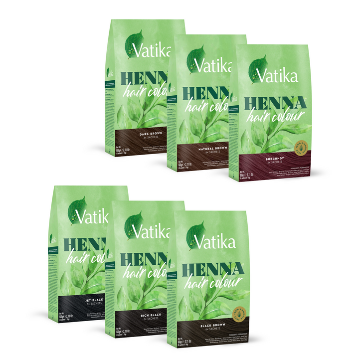 Vatika Naturals Henna Hair Colour – Ammonia Free Permanent Dye (x6 Sachets)