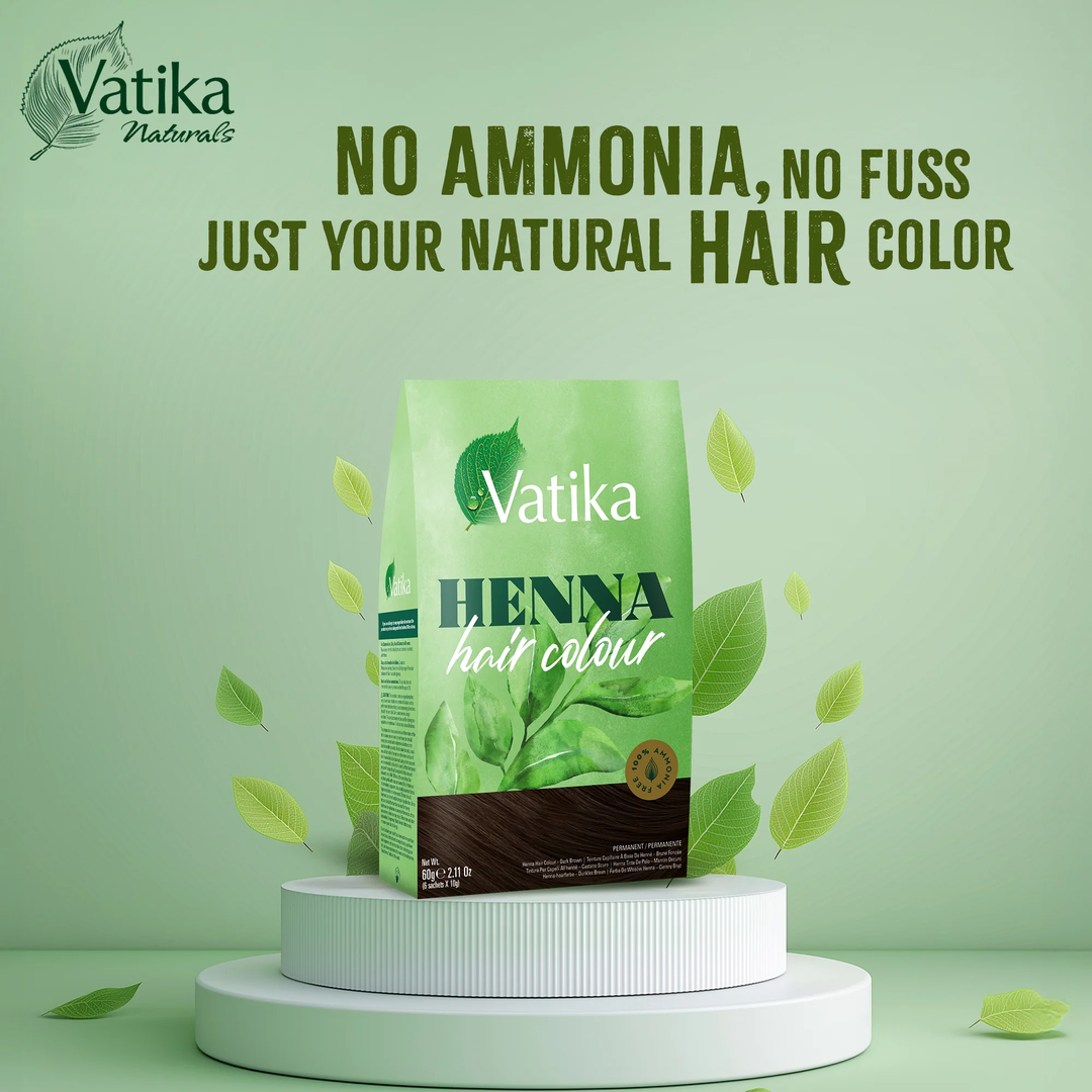 Vatika Naturals Henna Hair Colour – Ammonia Free Permanent Dye (x6 Sachets)