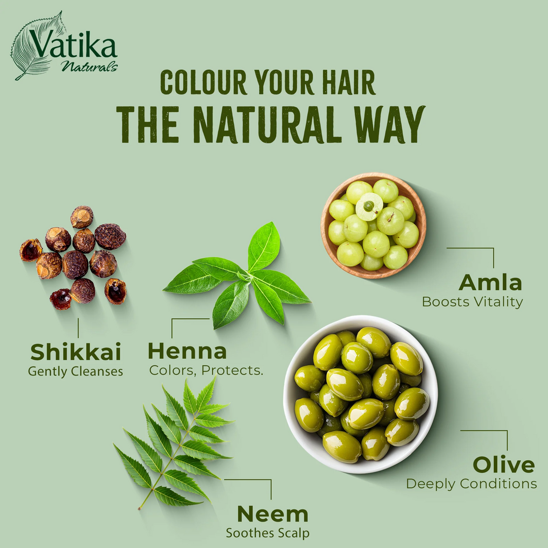 Vatika Naturals Henna Hair Colour – Ammonia Free Permanent Dye (x6 Sachets)