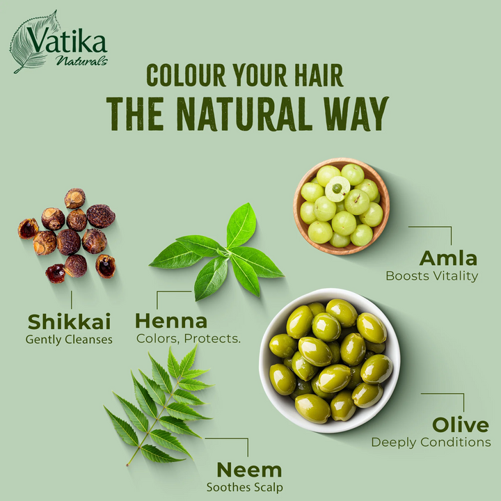 Vatika Naturals Henna Hair Colour – Ammonia Free Permanent Dye (x6 Sachets)