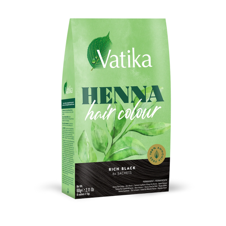 Vatika Naturals Henna Hair Colour – Ammonia Free Permanent Dye (x6 Sachets)