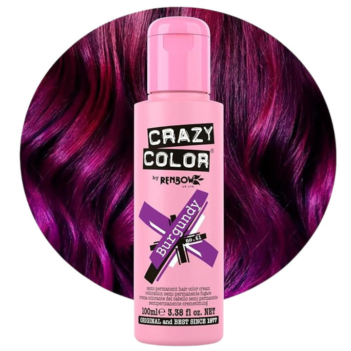 Crazy Color Semi-Permanent Hair Dye 100ml - 40 Vibrant Shades | Vegan, Cruelty-Free Bright Hair Color Cream | Sabina London